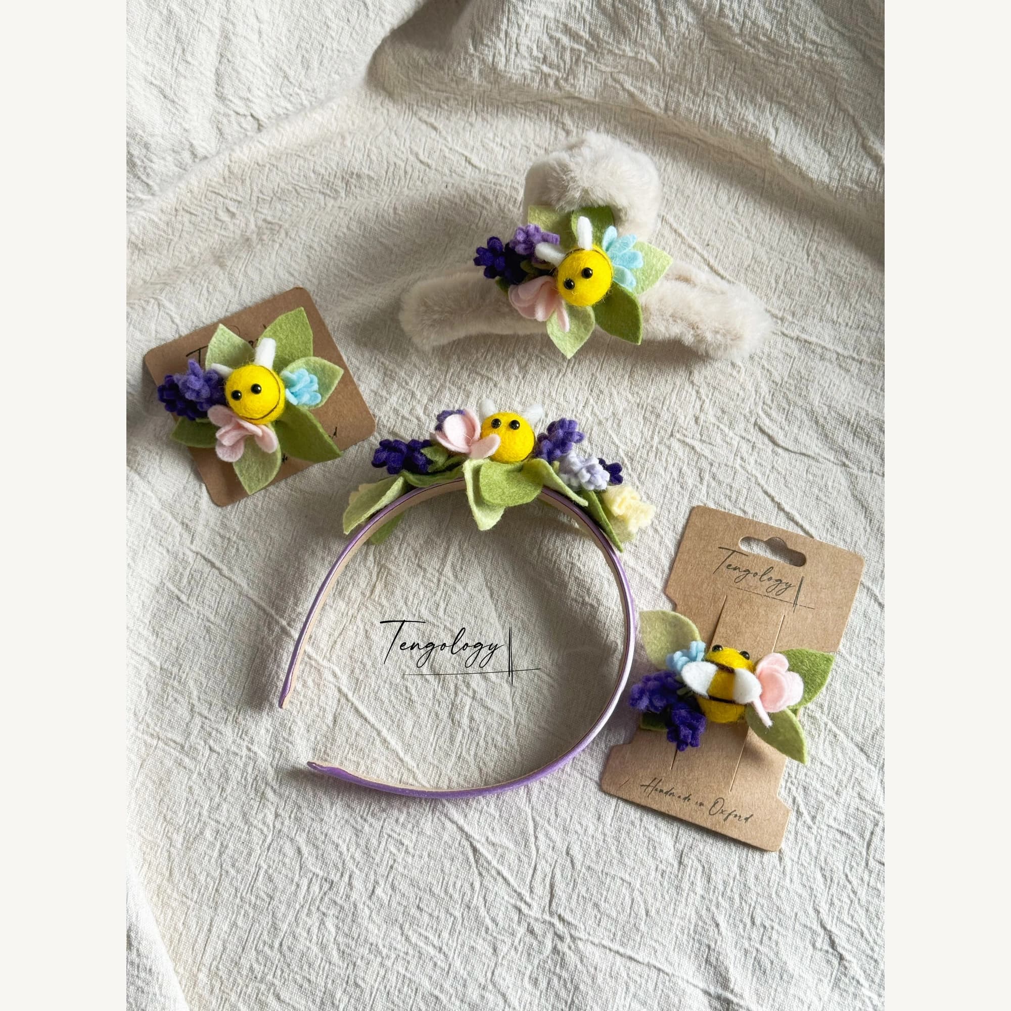 Bee Garden Headband — handmade felt headband