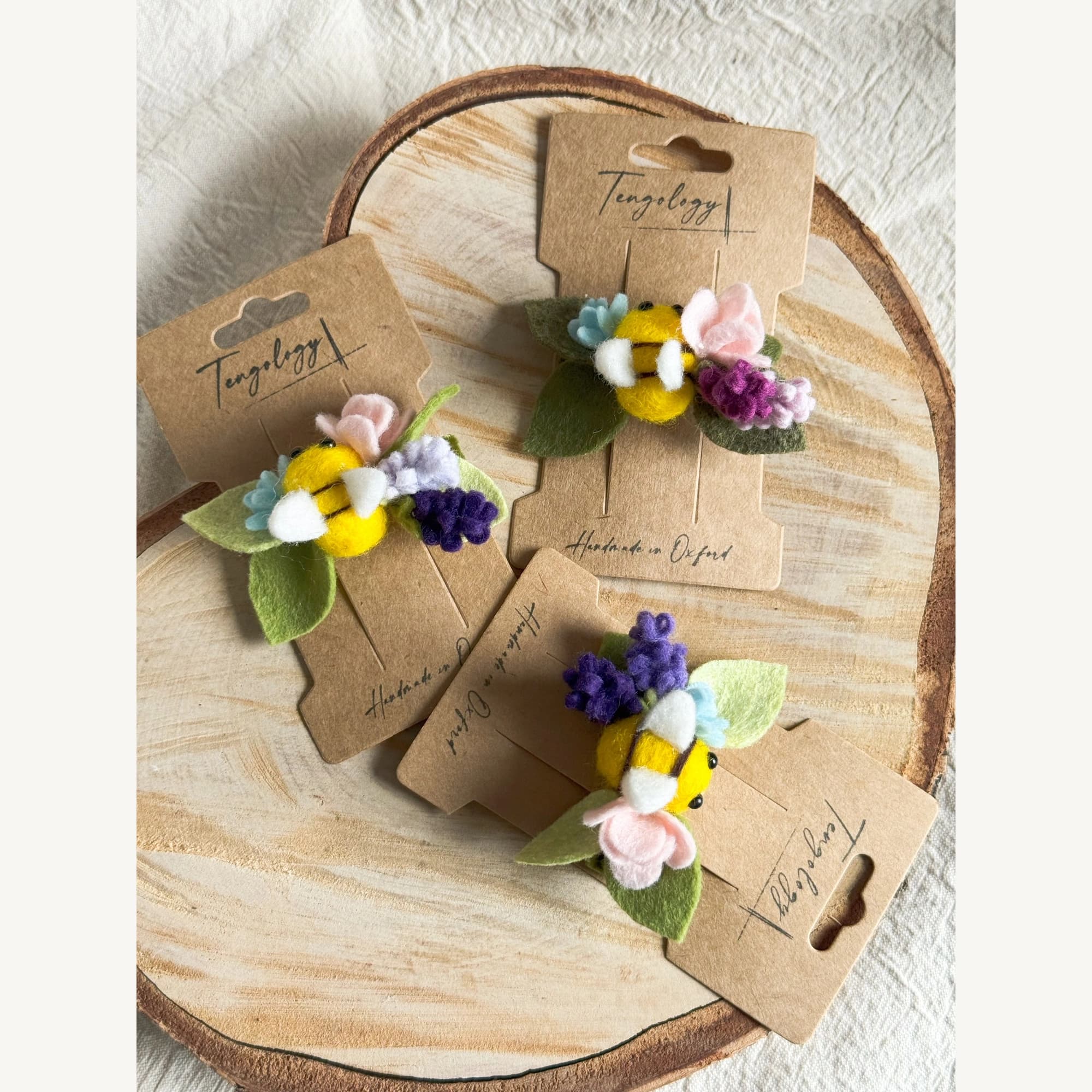 Bee Garden Hair Clip — handmade felt hair clip