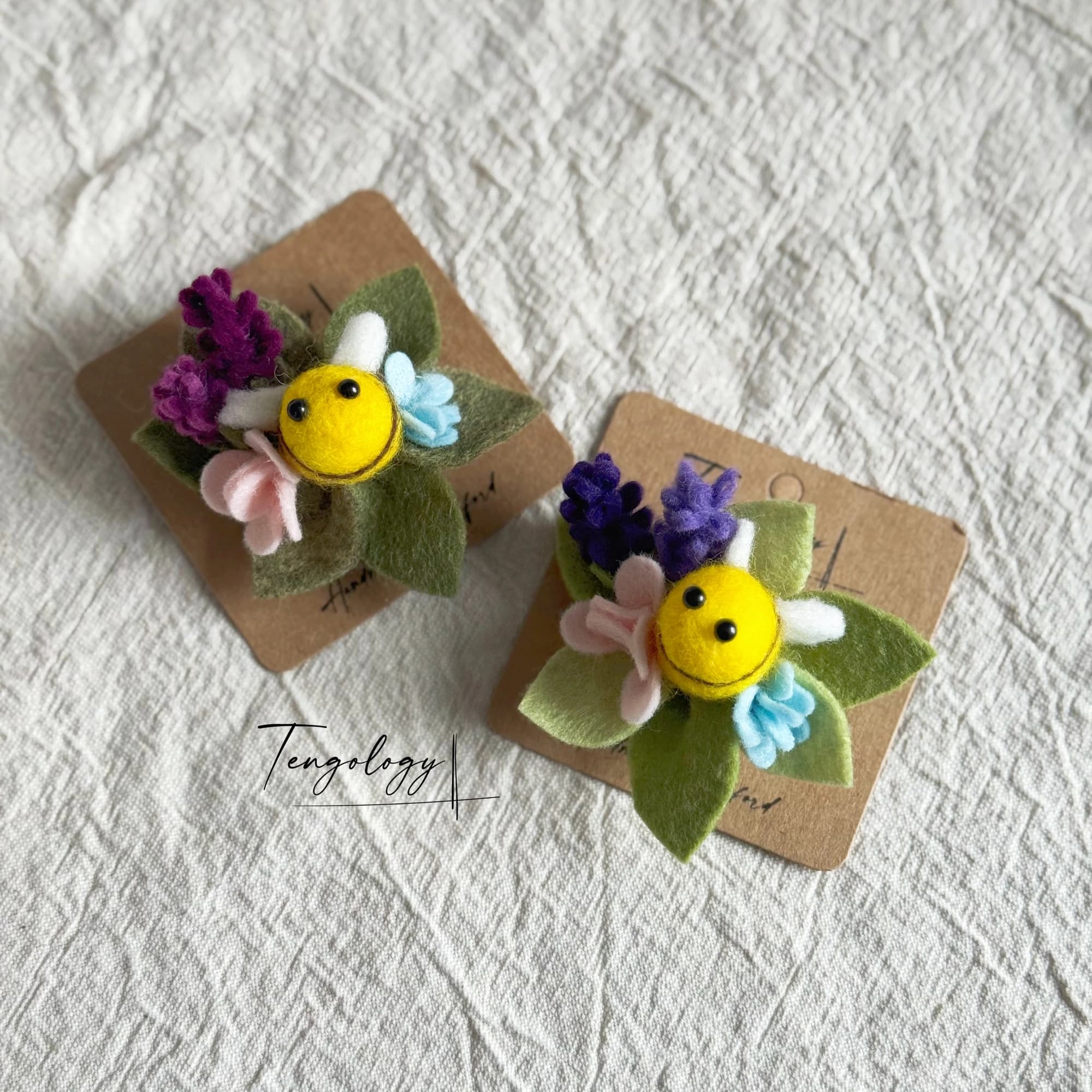 Bee Garden Brooch — handmade felt brooch