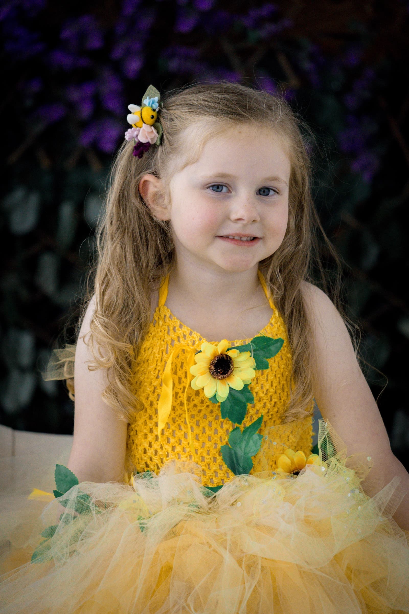 Bee Garden Hair Clip — model wearing the hair clip