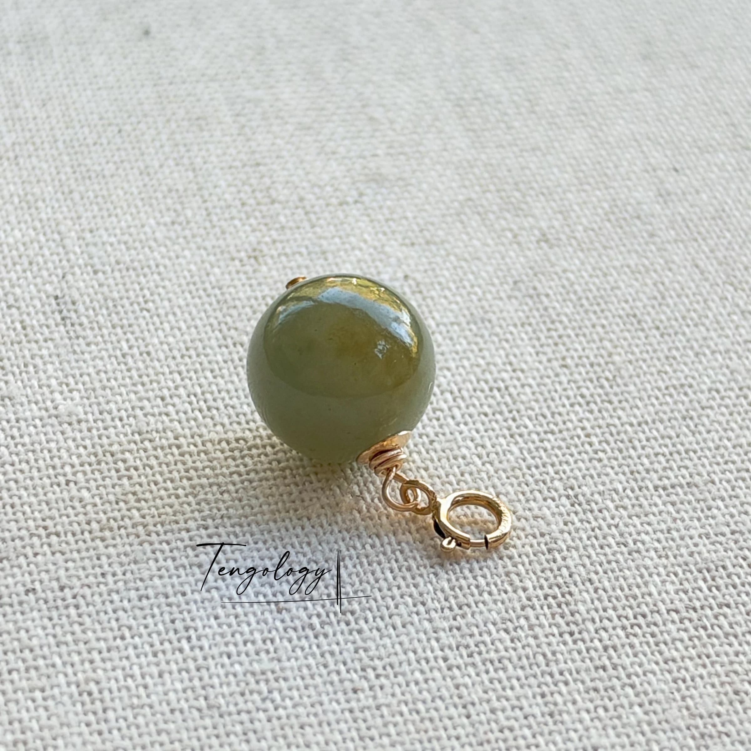 Planet — Hetian Jade — Light Green gemstone charm