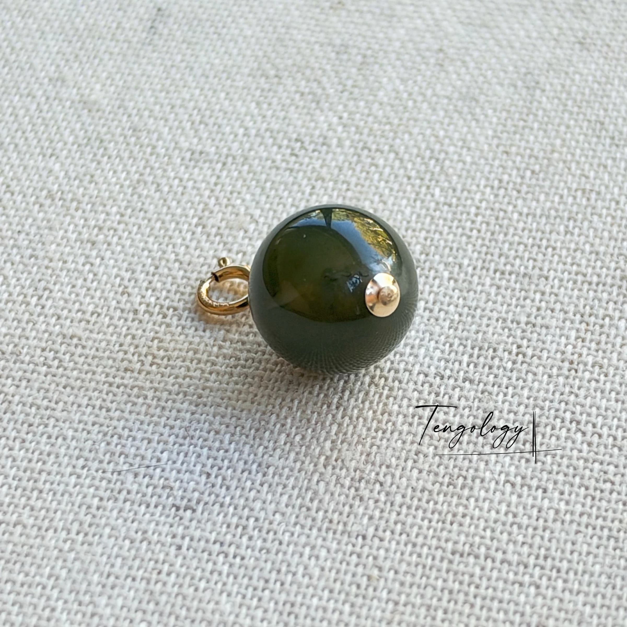 Planet — Hetian Jade — Dark Green gemstone charm