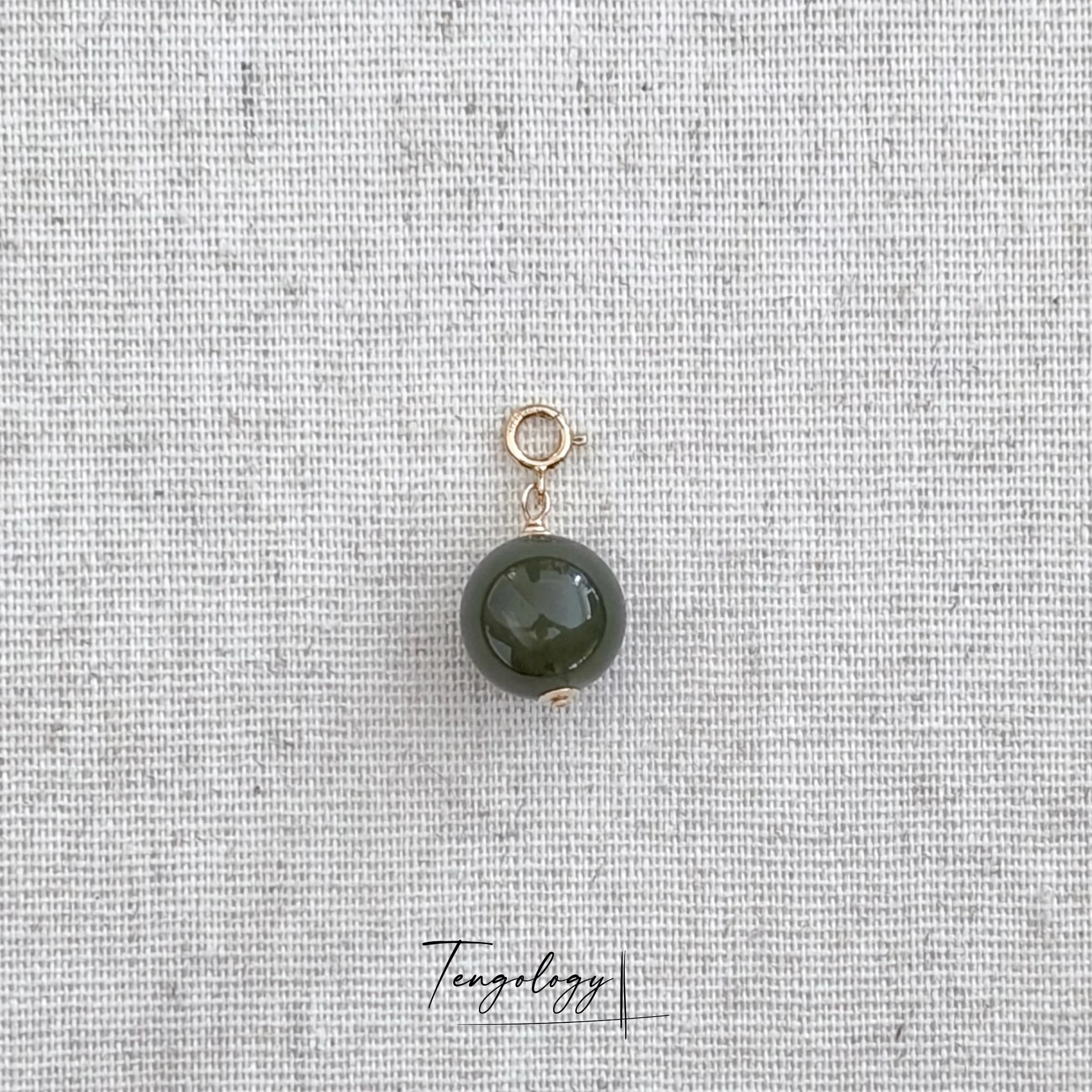 Planet — Hetian Jade — Dark Green gemstone charm