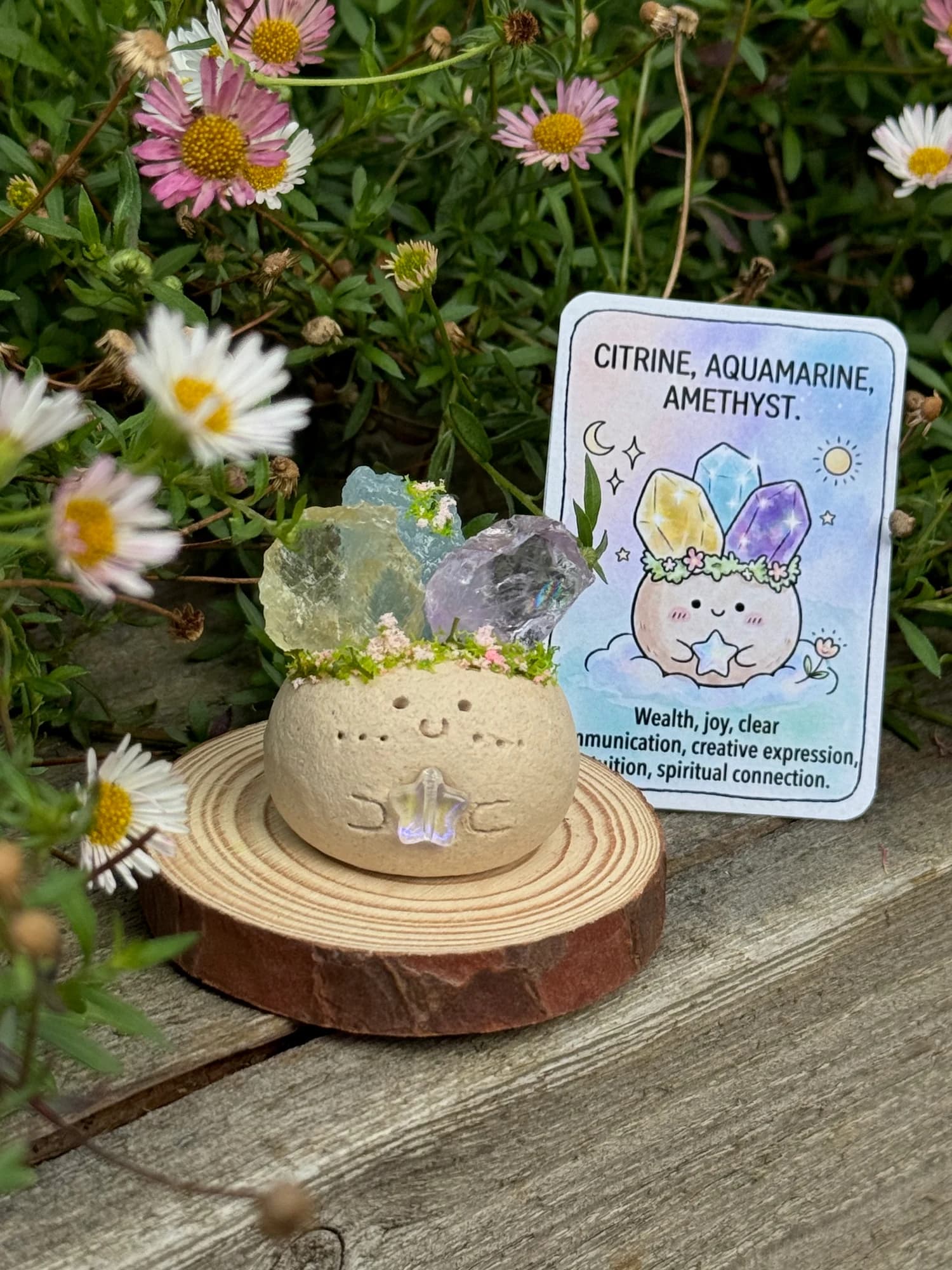 Citrine, Aquamarine & Amethyst Crysprout — No. 1