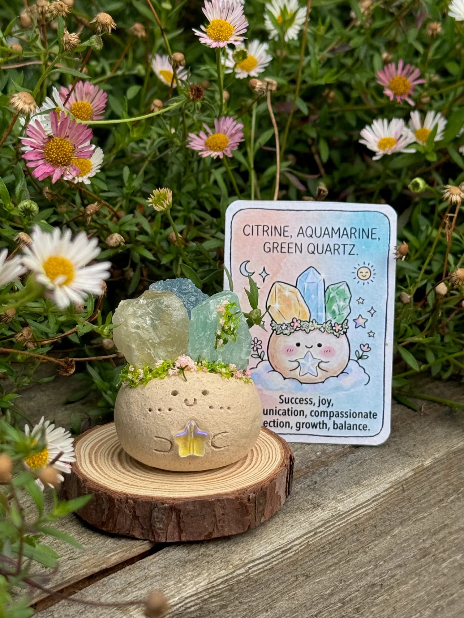 Citrine, Aquamarine & Green Quartz Crysprout
