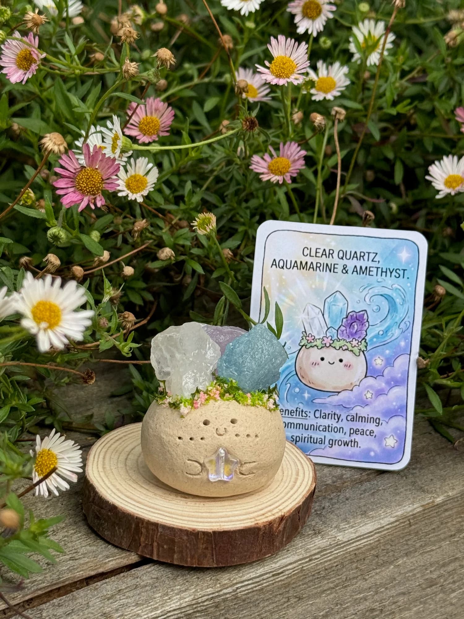 Clear Quartz, Aquamarine & Amethyst Crysprout