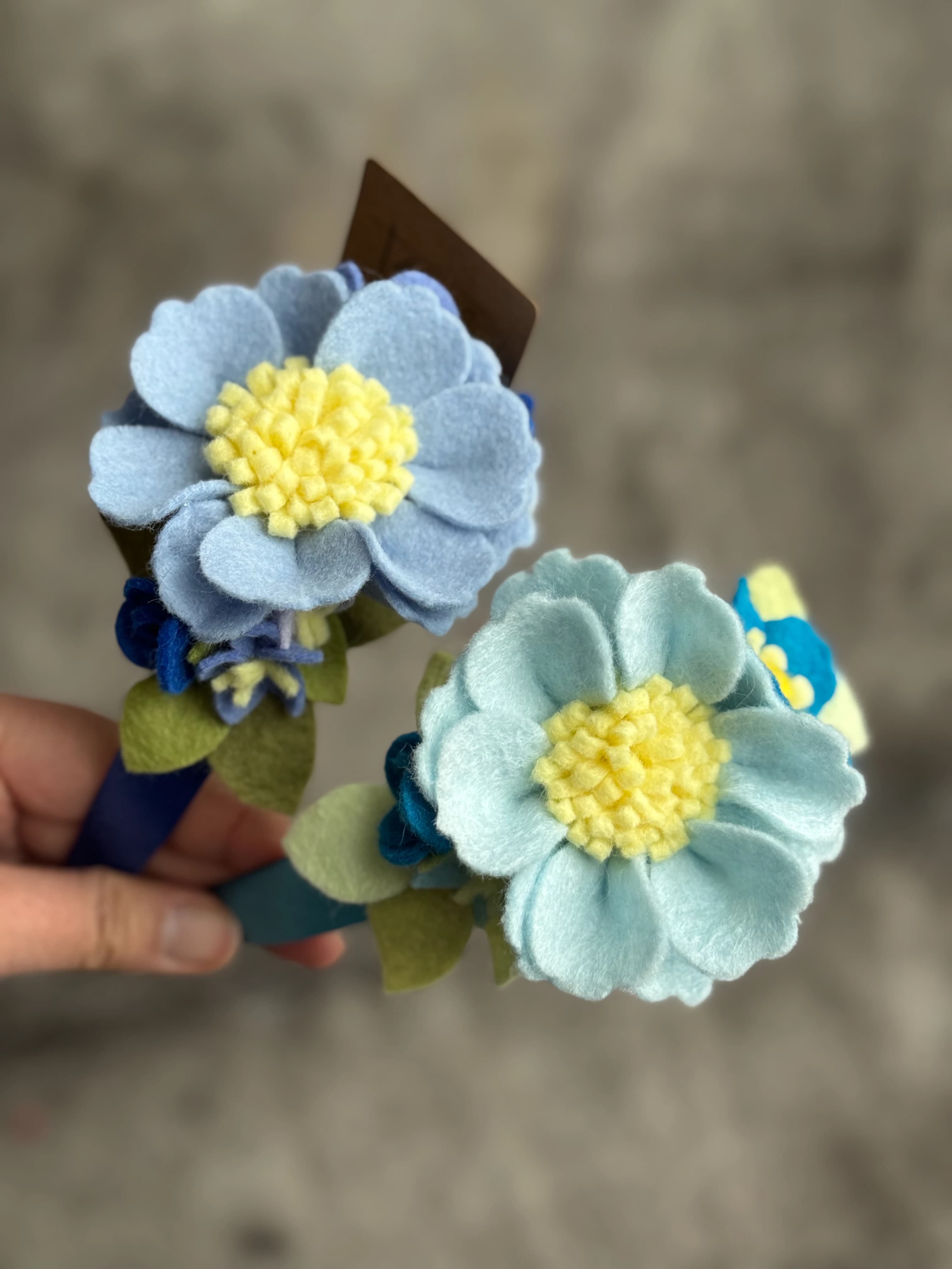 Handmade Flower Garden felt headbands — flower and colour details, photo 6346