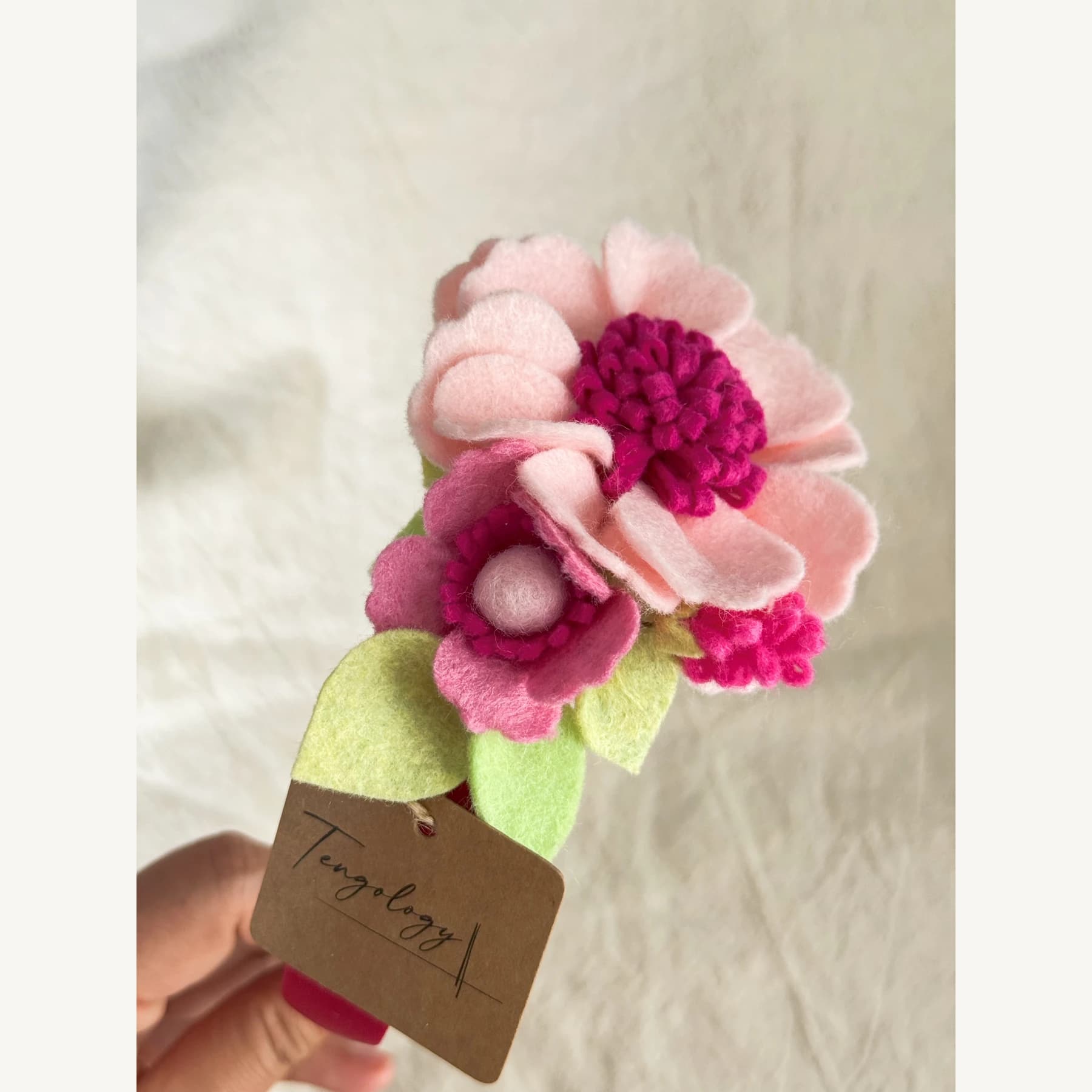 Felt Flower Garden Headband — Pink / magenta centre