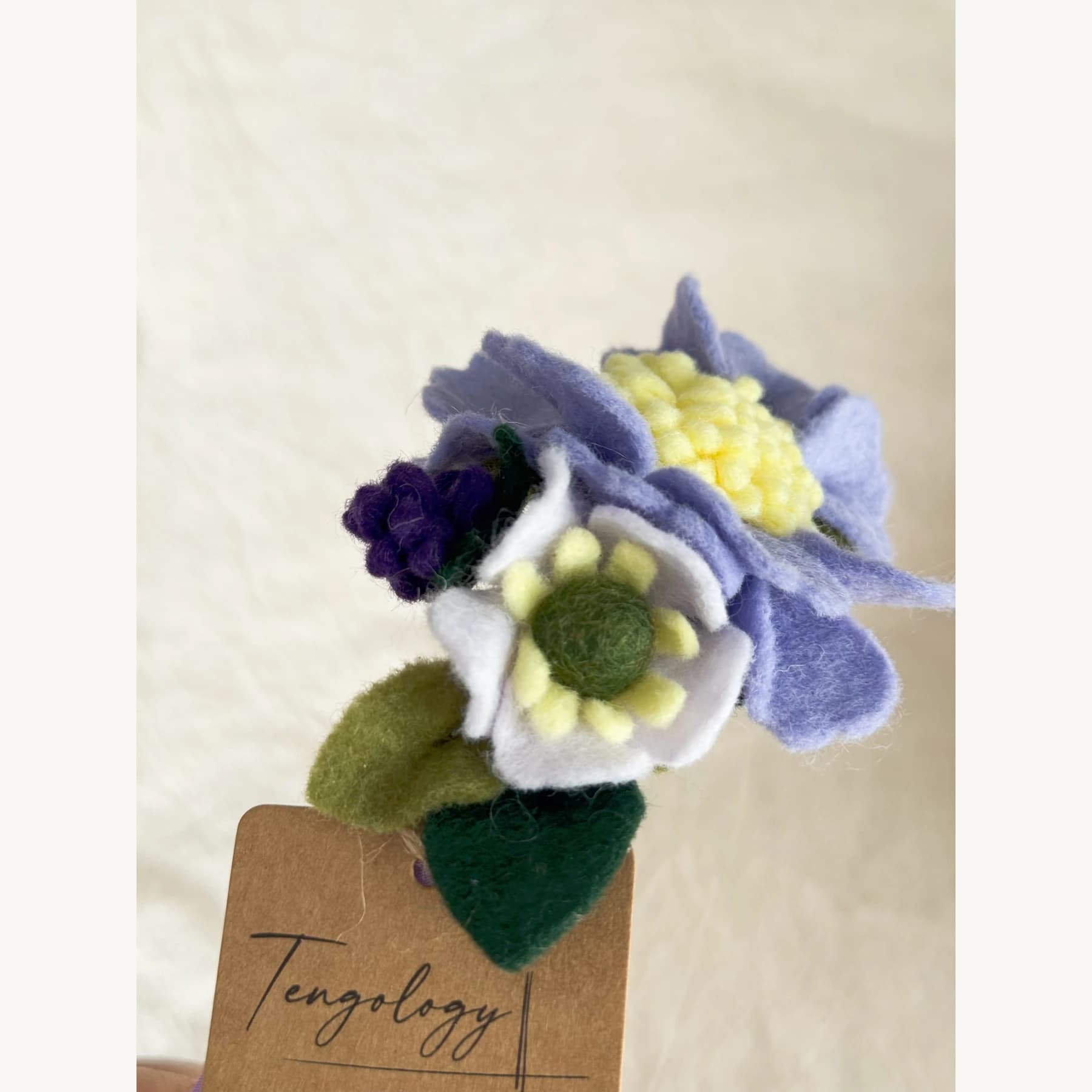 Felt Flower Garden Headband — Lavender / yellow centre