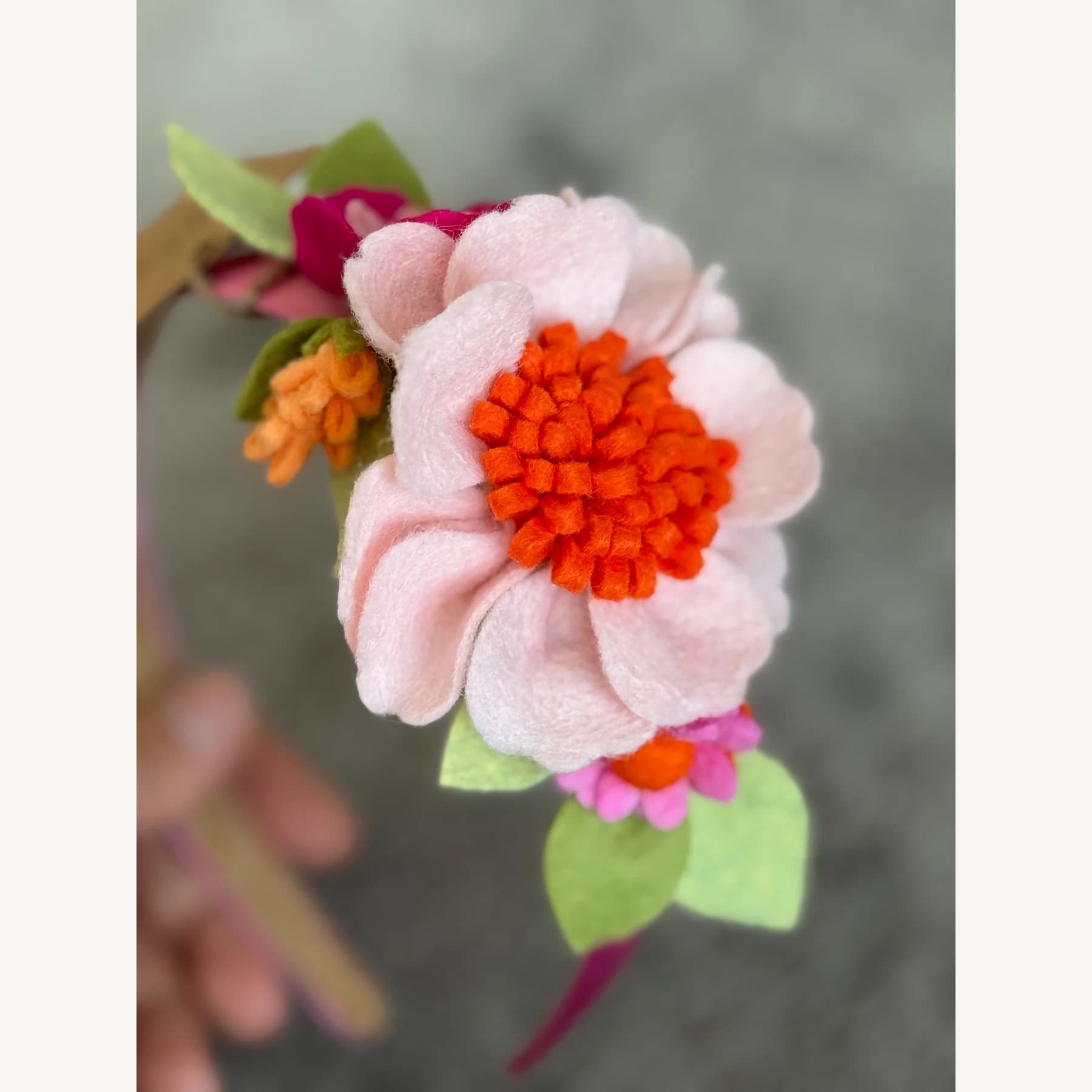 Felt Flower Garden Headband — styling examples