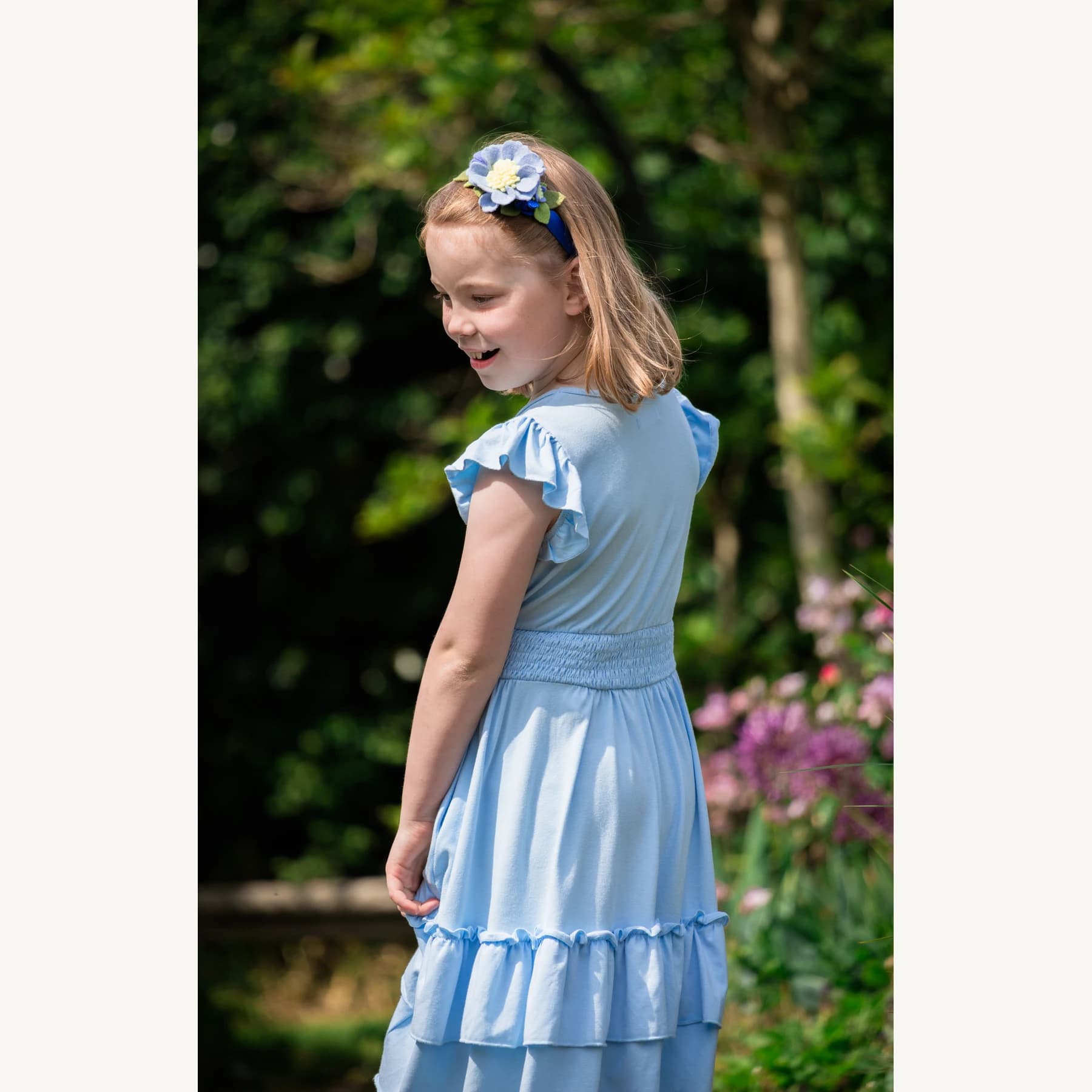 Felt Flower Garden Headband — model styling photograph