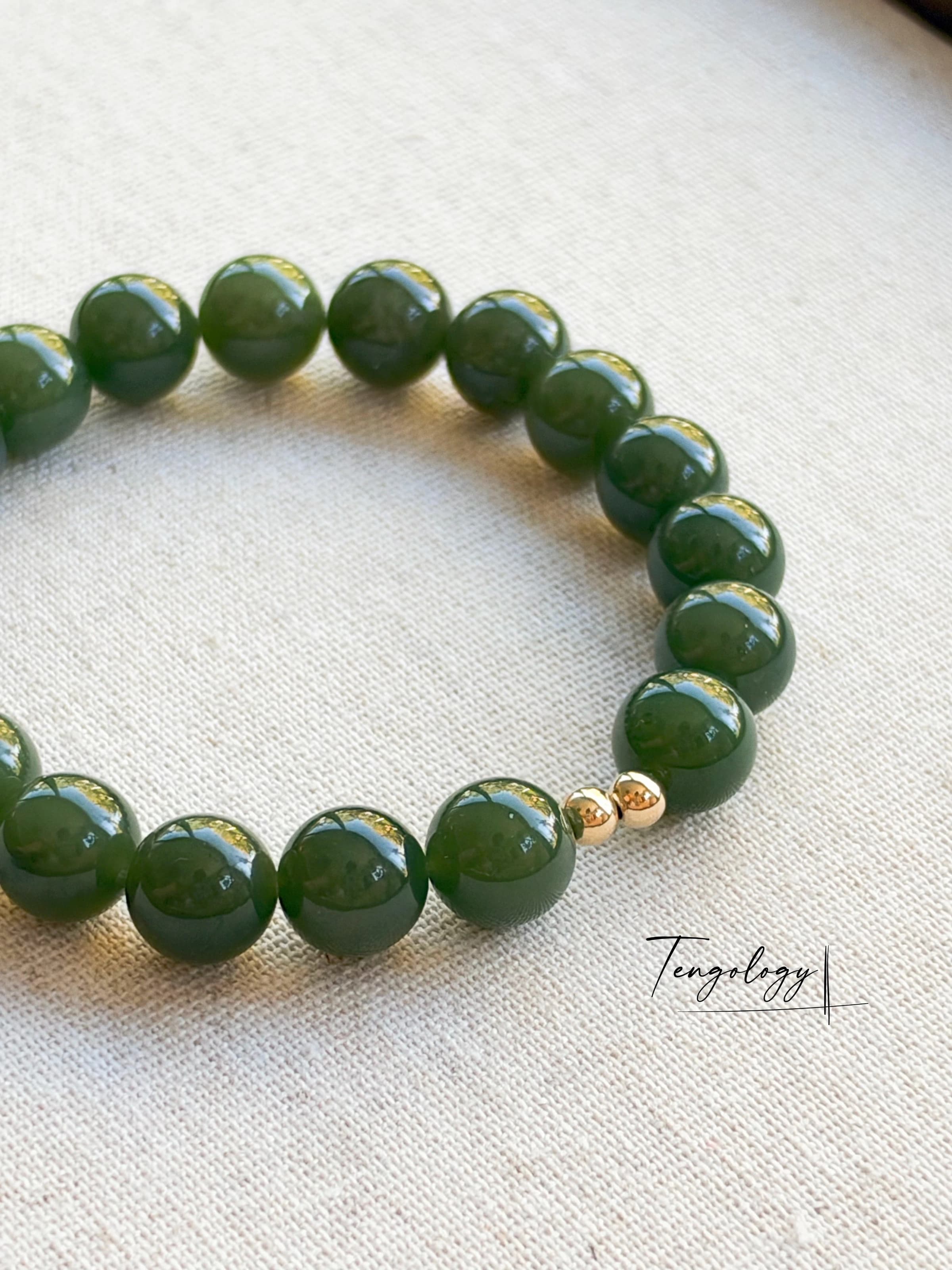 Orbit Grande — Hetian Jade — Green gemstone bracelet
