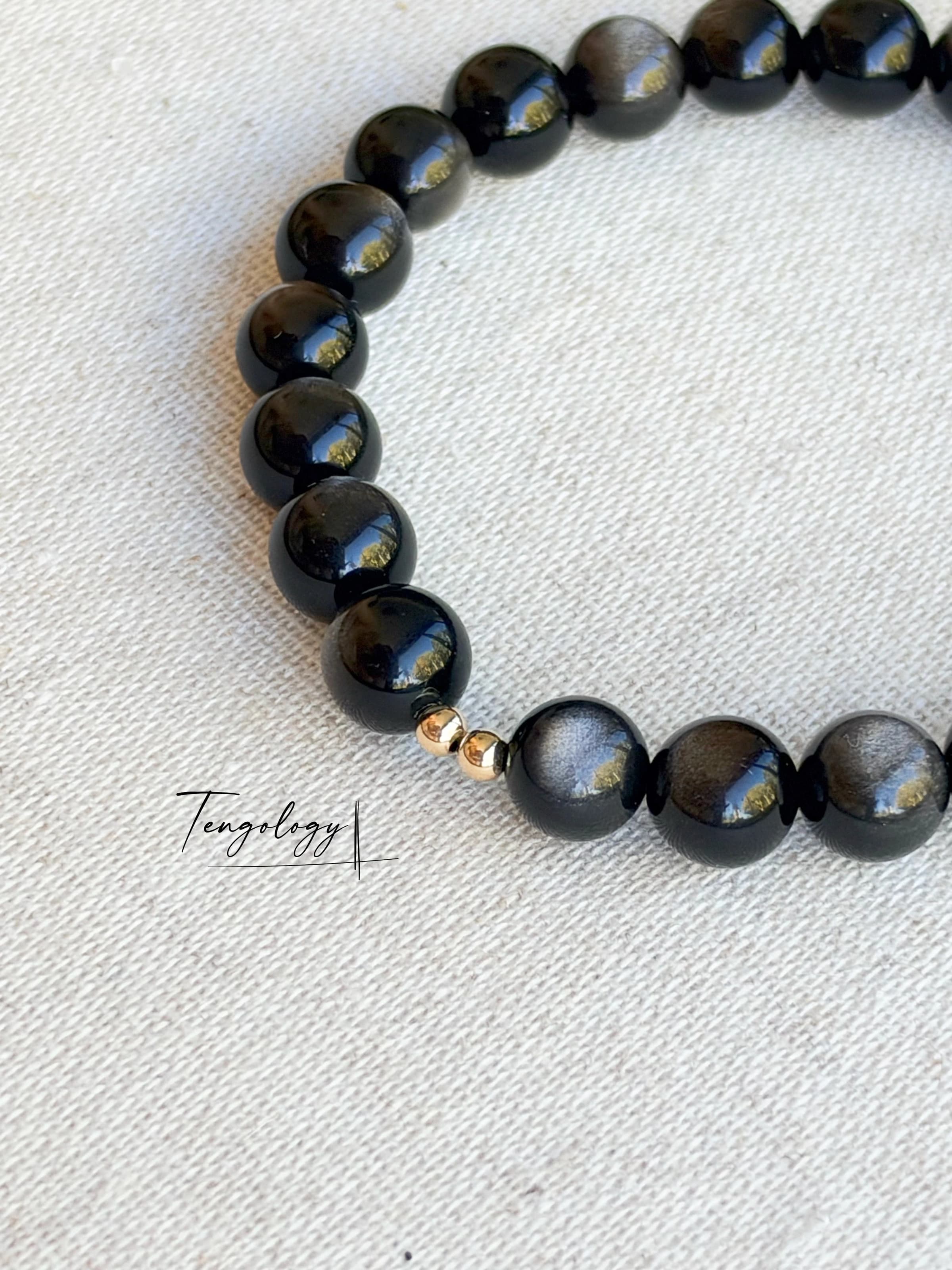 Orbit — Silver Sheen Obsidian crystal bracelet