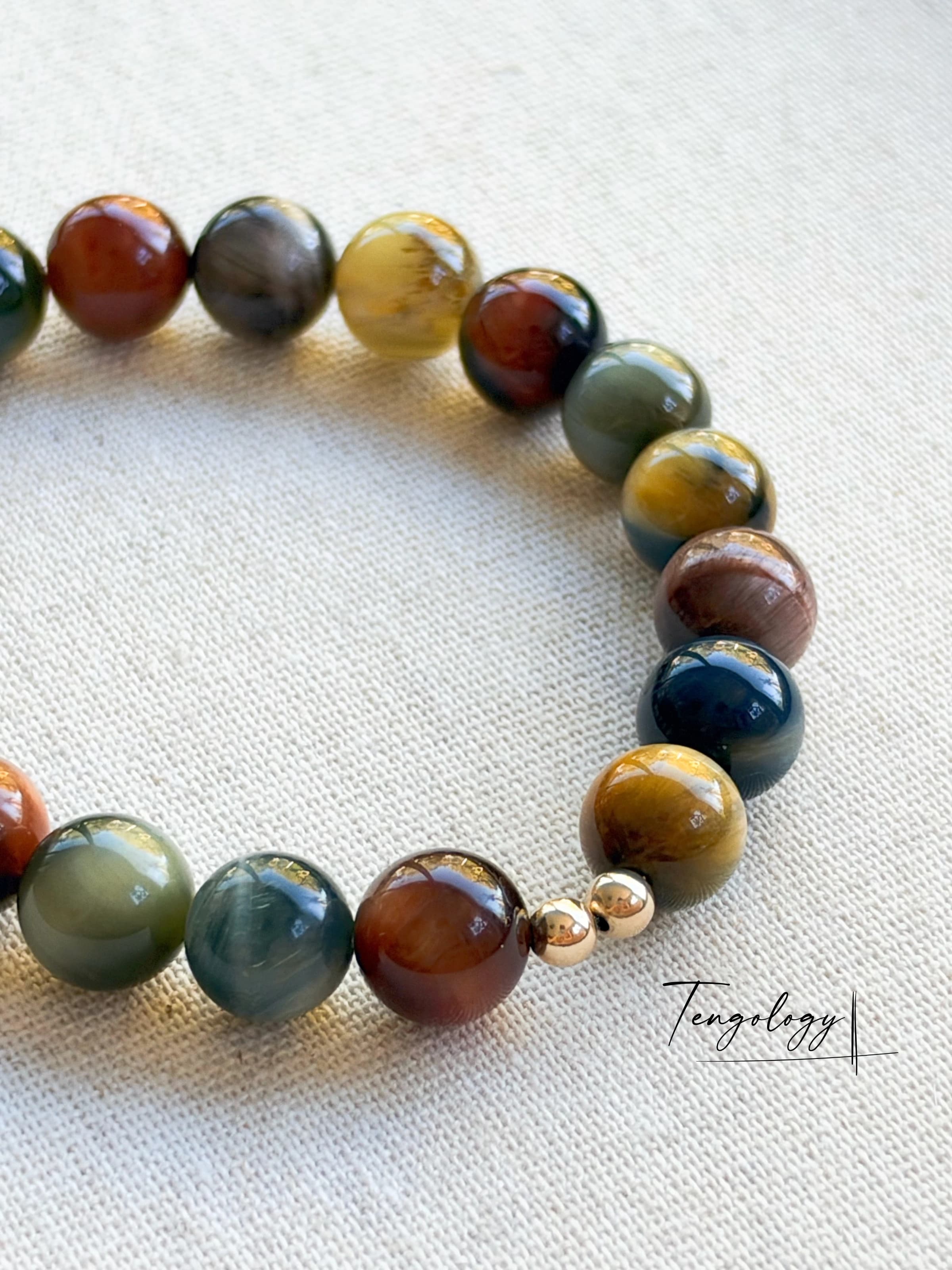 Orbit Grande — Multicolour Tiger’s Eye crystal bracelet