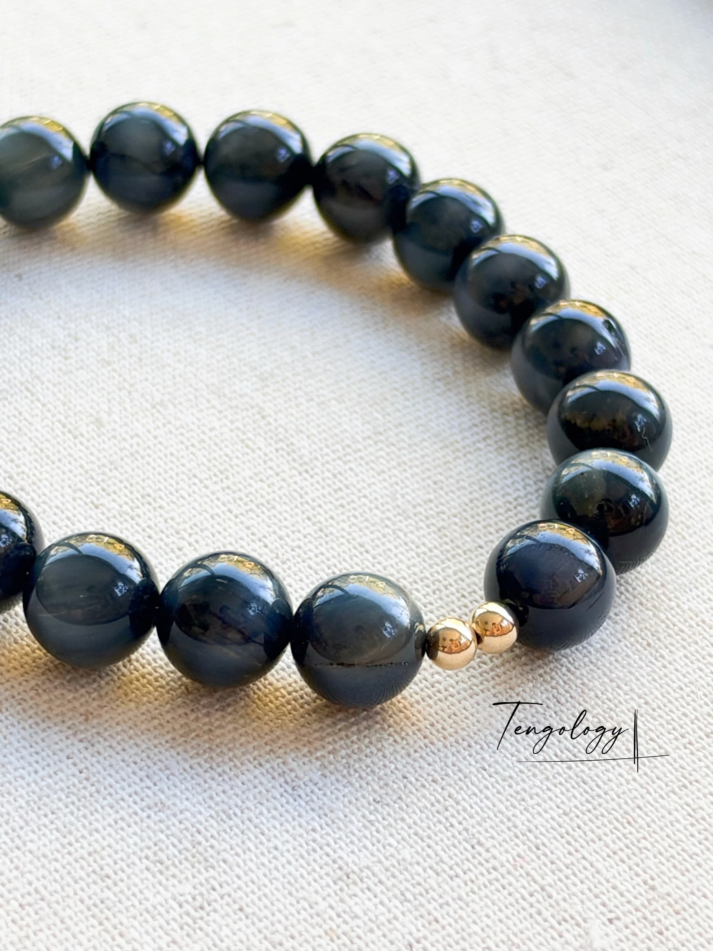 Orbit Grande — Blue Tiger’s Eye crystal bracelet