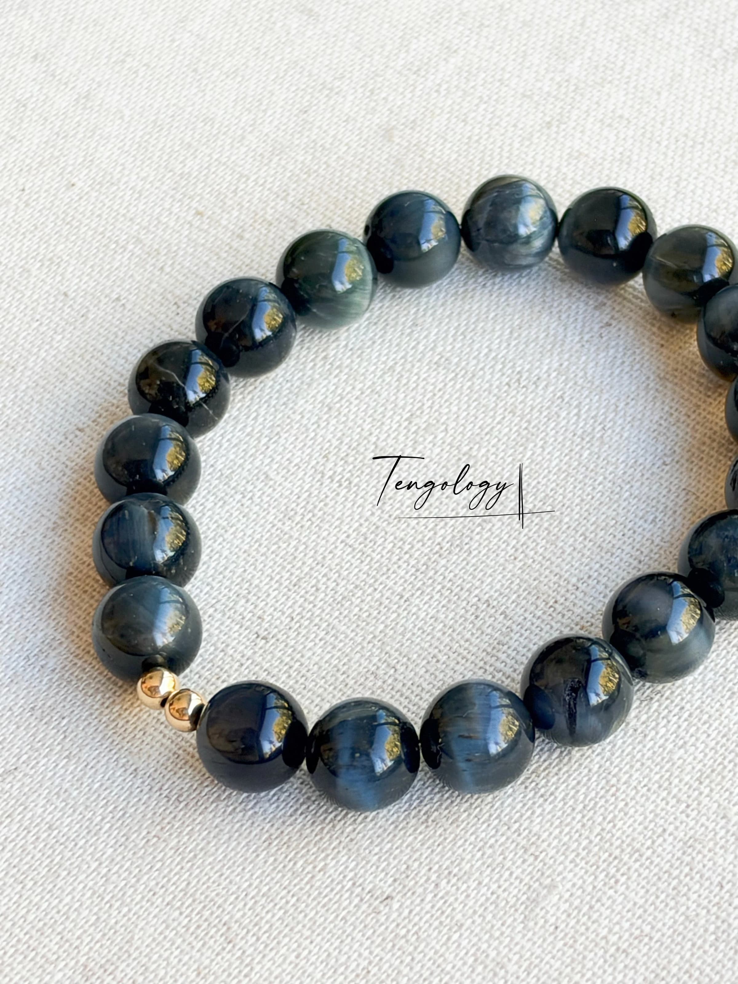 Orbit Grande — Blue Tiger’s Eye crystal bracelet