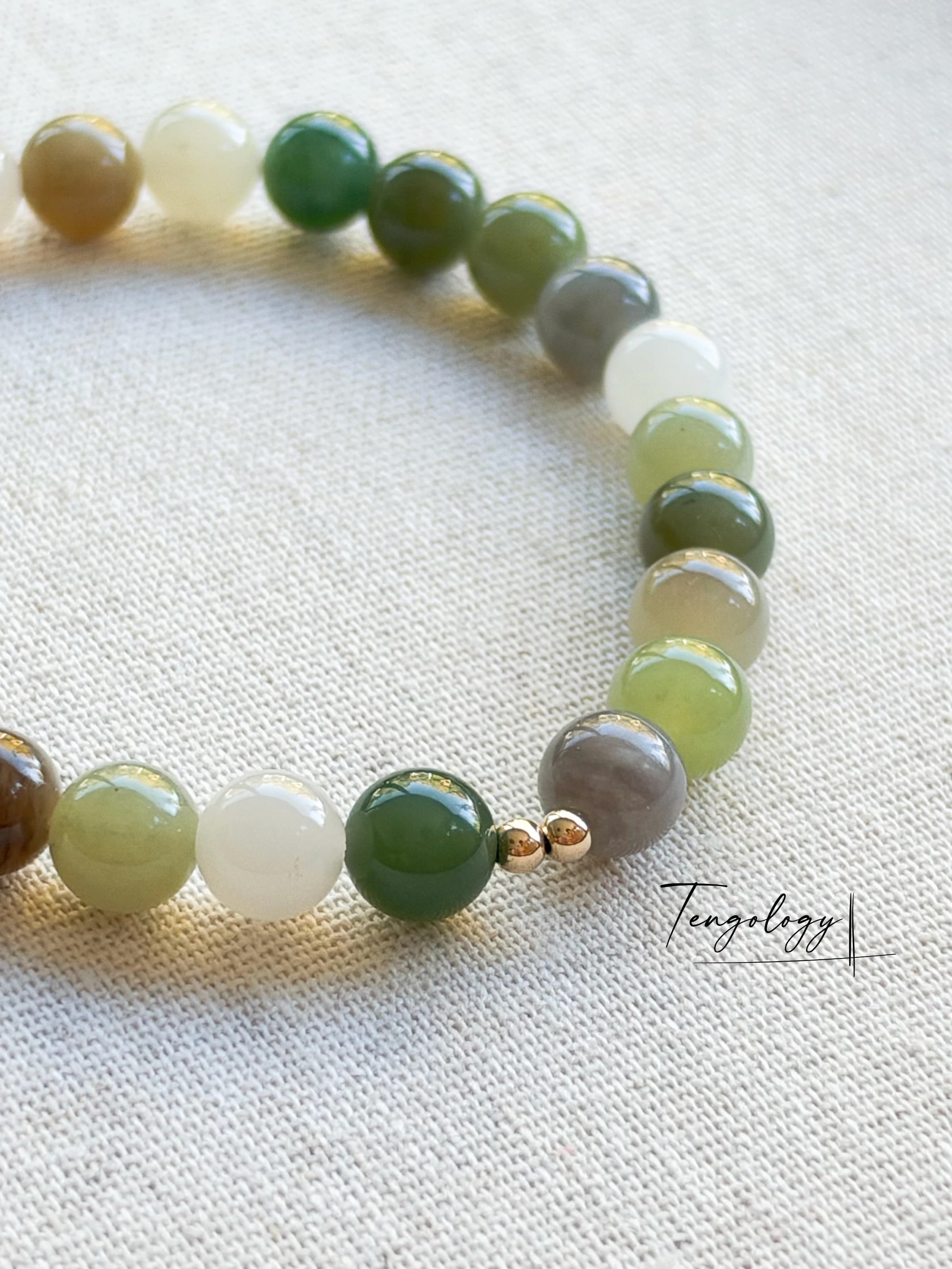 Orbit — Multicolour Hetian Jade gemstone bracelet