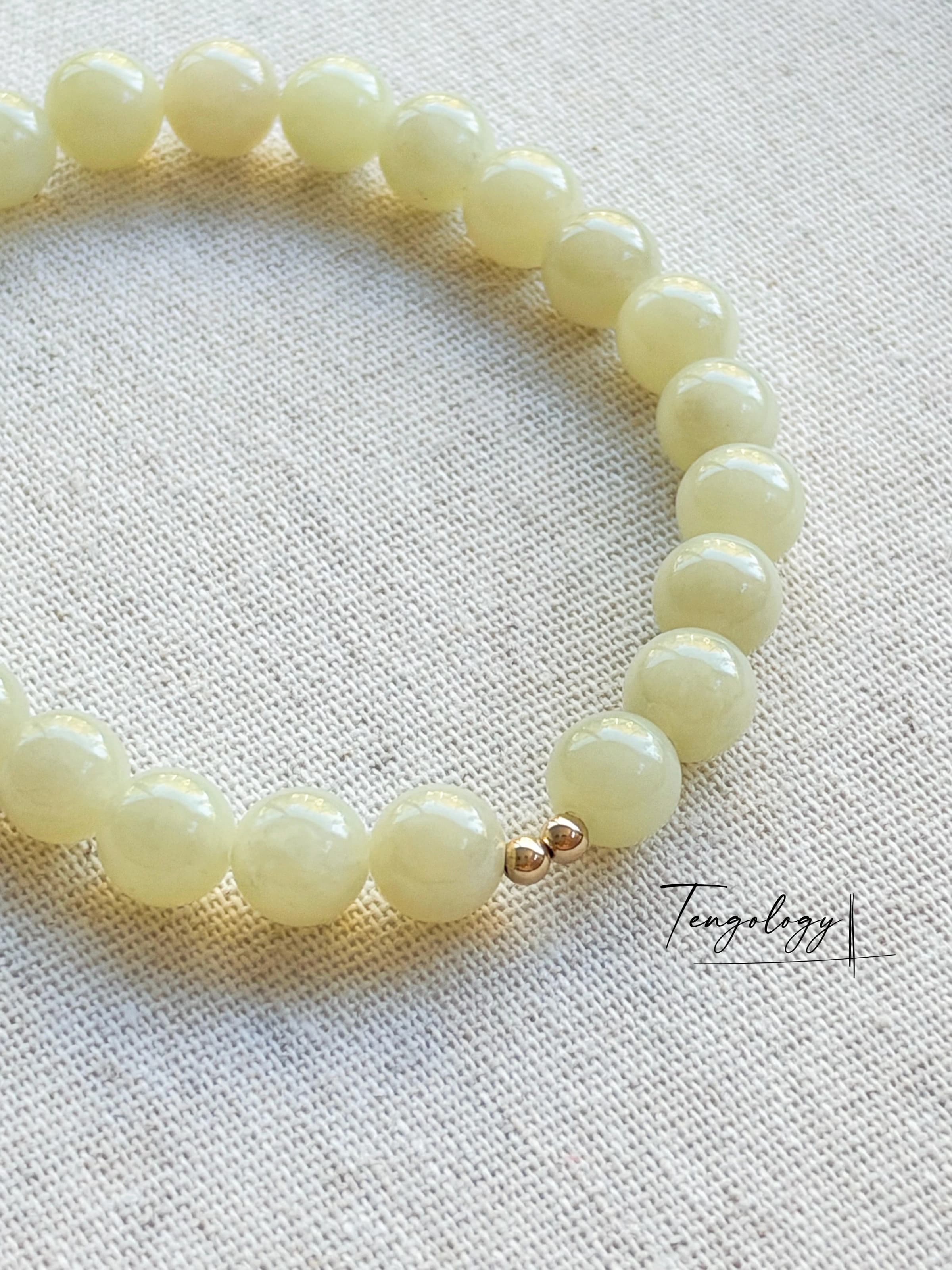 Orbit — Hetian Jade — Pale Yellow-Green gemstone bracelet