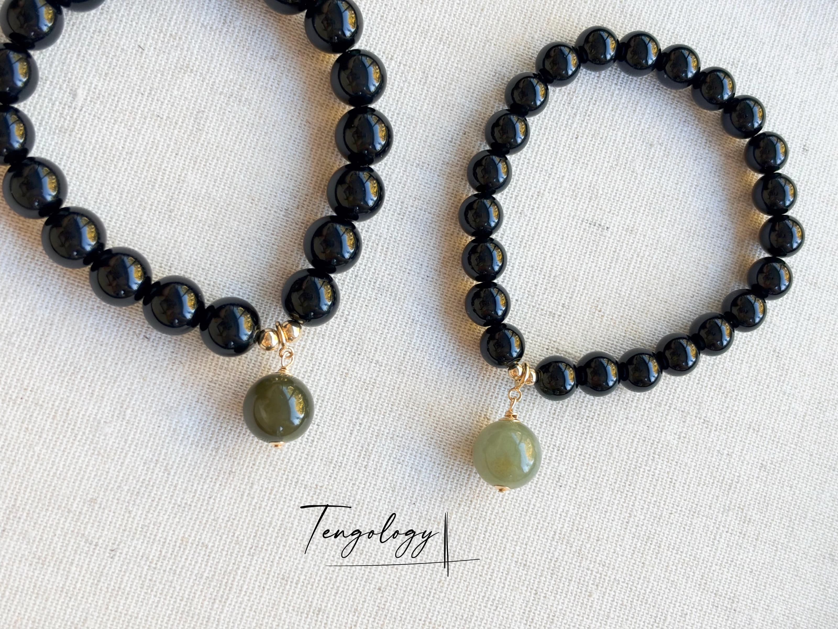 Pair with intention — Planet — Hetian Jade — Dark Green pairing example. Bracelets and charms sold separately.