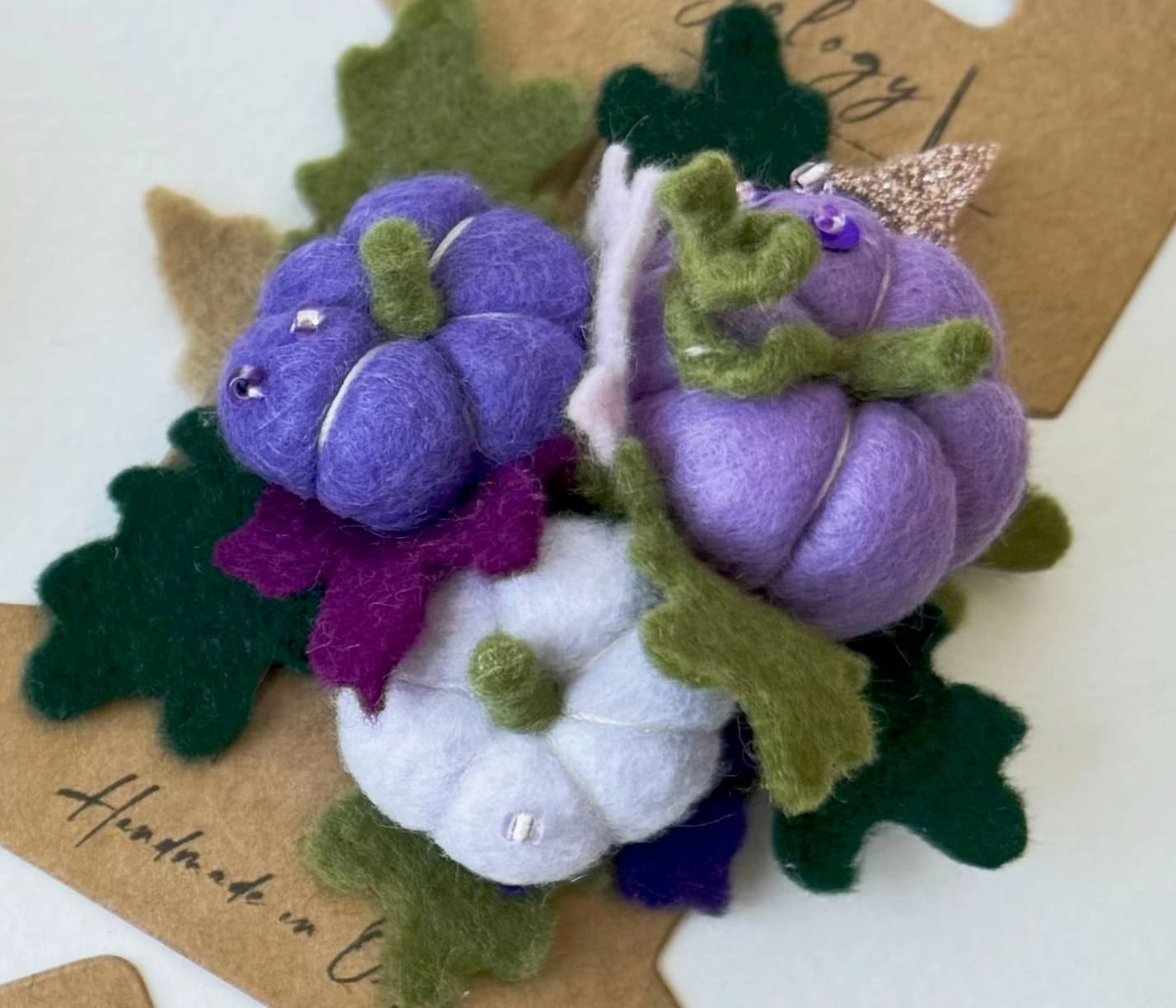 Pumpkin Cluster Felt Brooch — Purple
