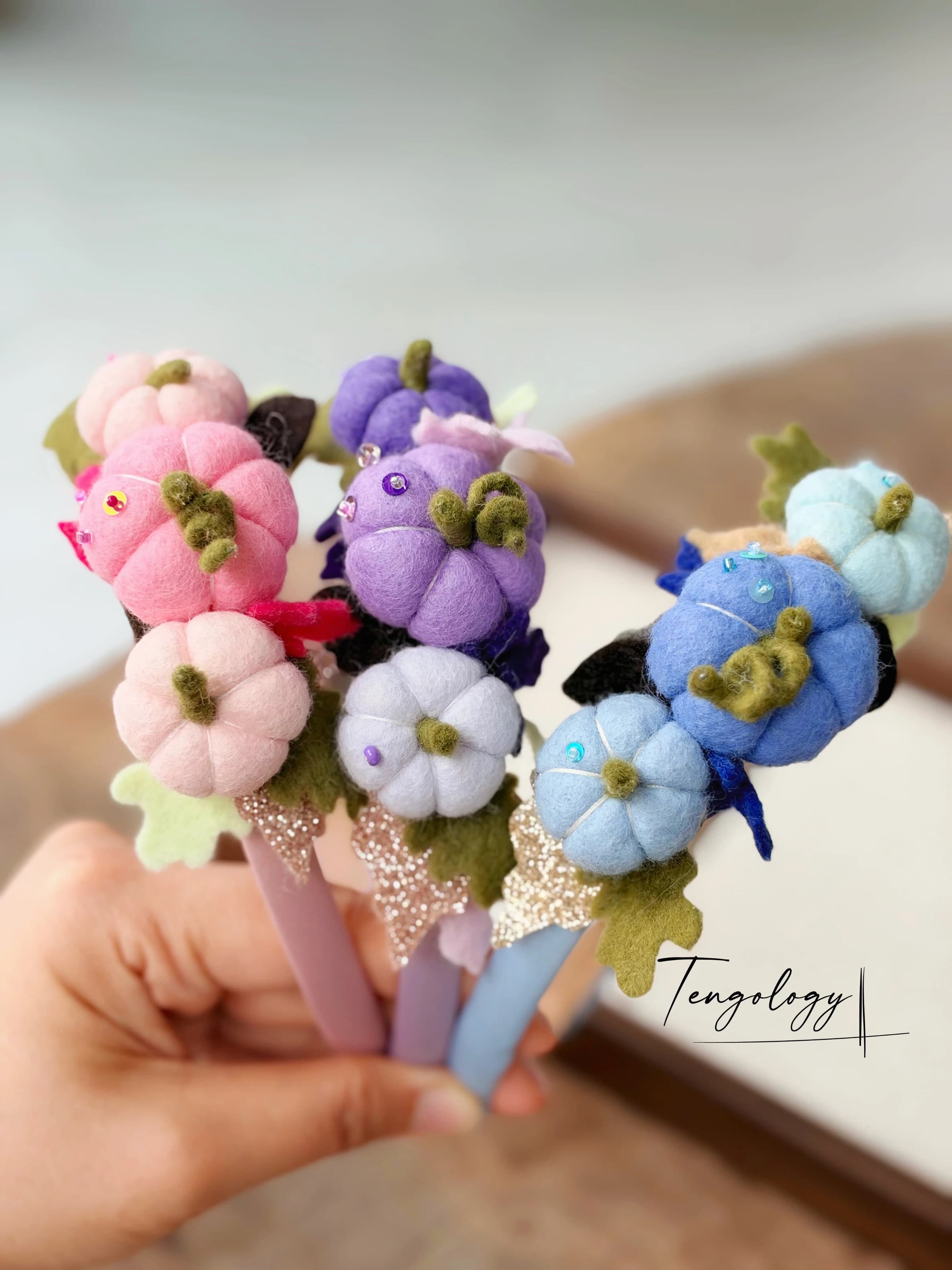 Pink, Lavender and Blue Pumpkin Garden Headbands