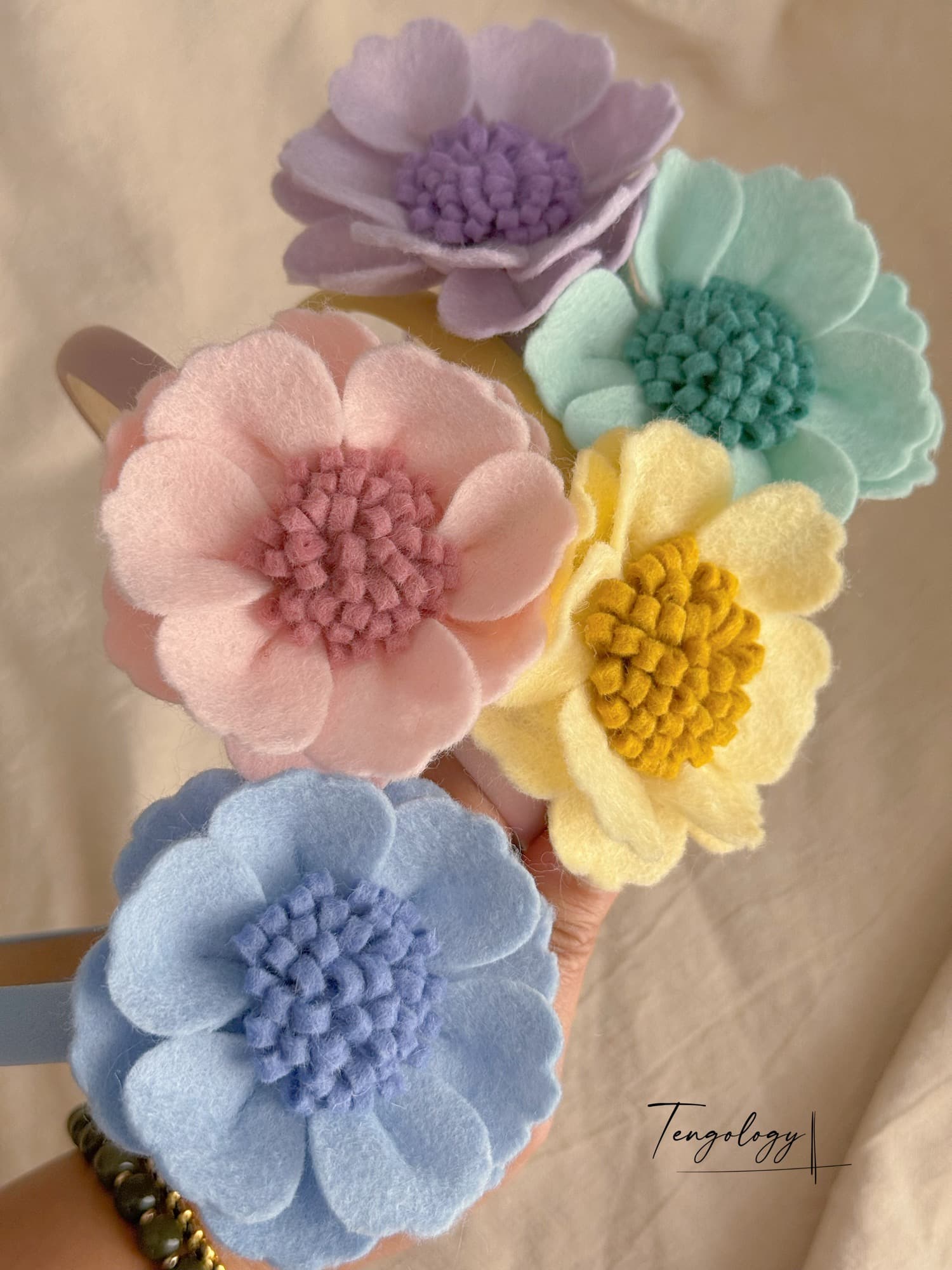 Single Flower Headband — handmade felt flower headband