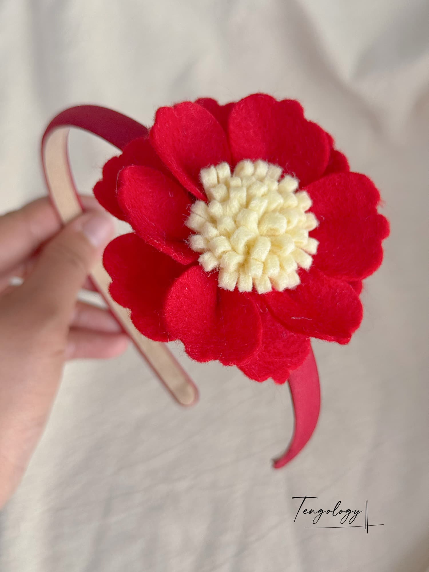 Single Flower Headband — Red