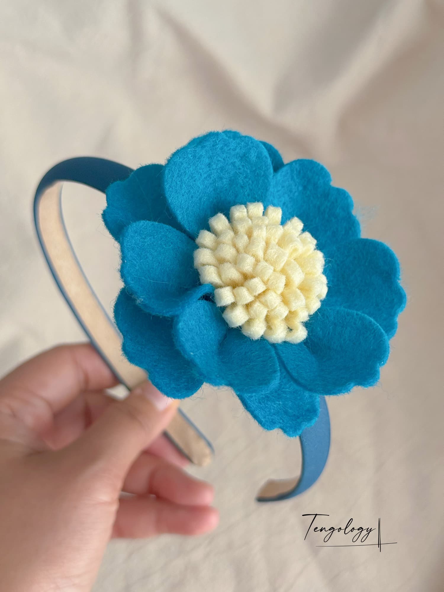 Single Flower Headband — Teal