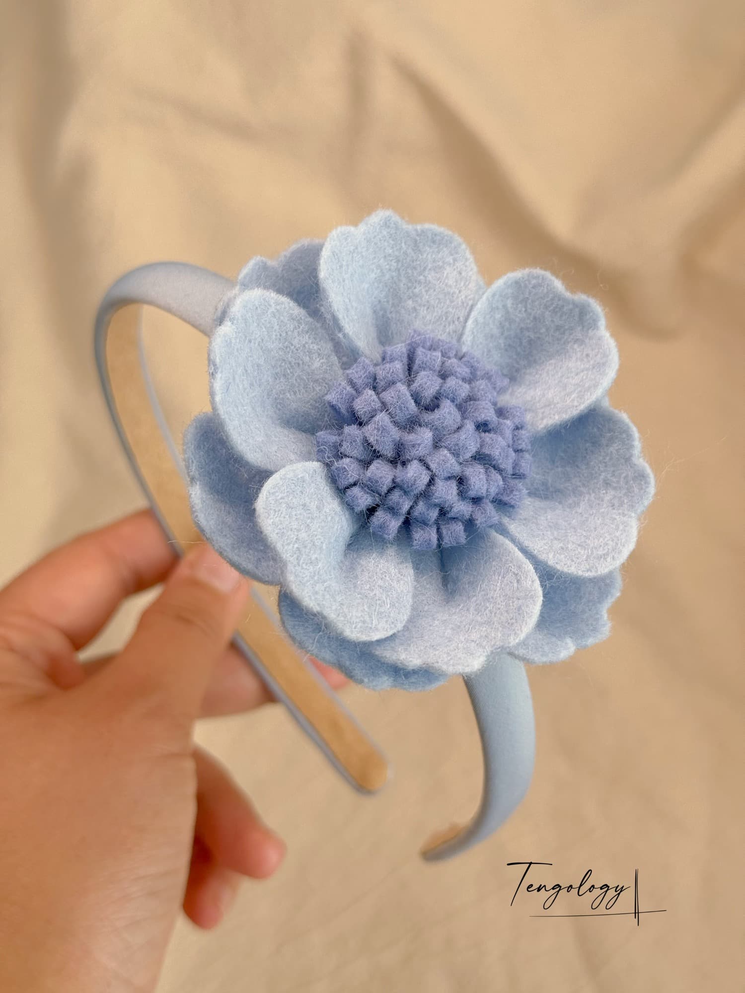 Single Flower Headband — Light blue