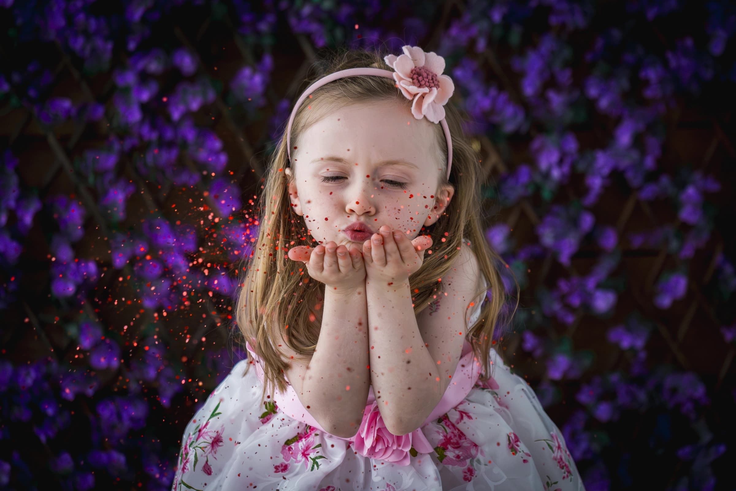 Single Flower Headband — model wearing the pink flower headband