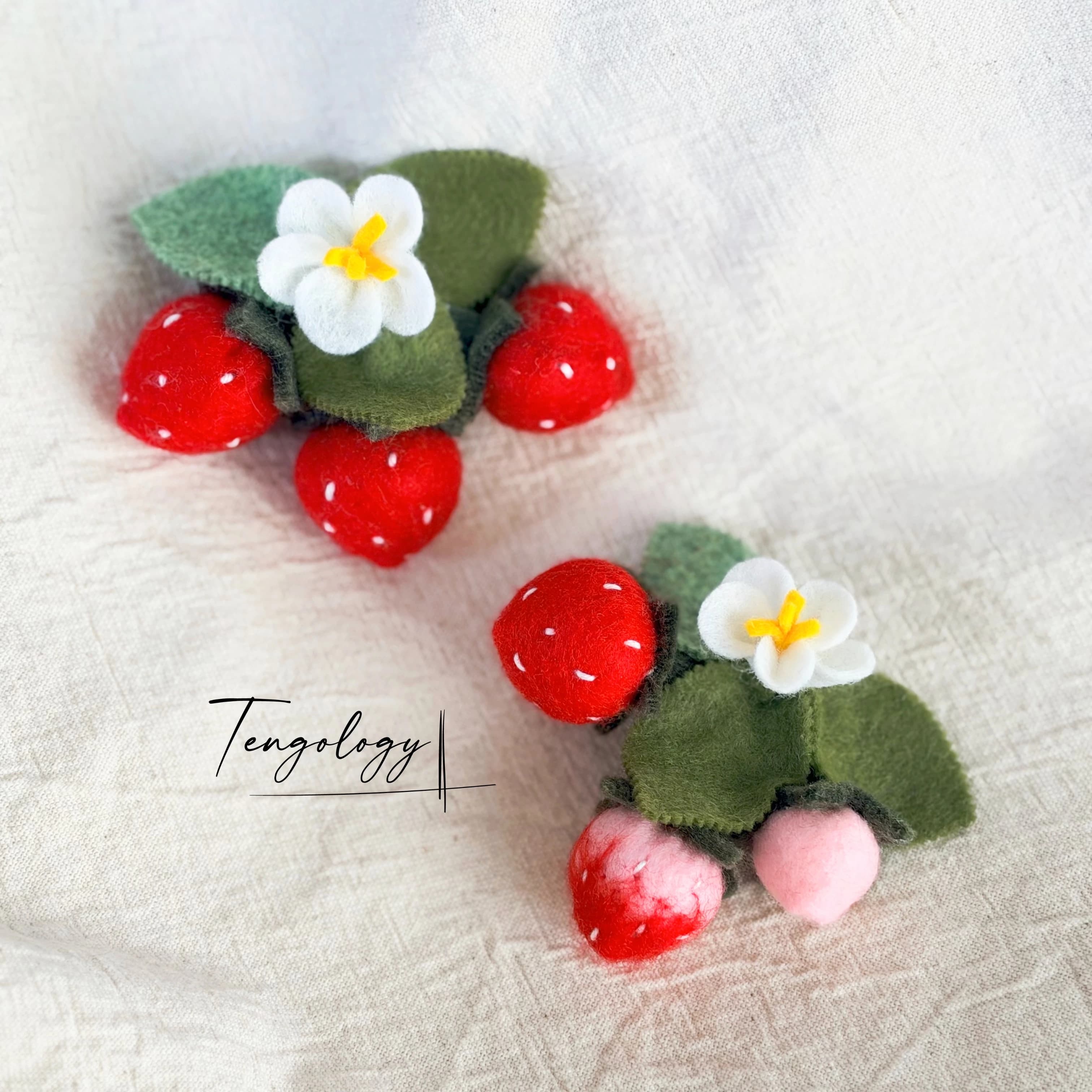 Strawberries Hair Clip — handmade felt hair clip