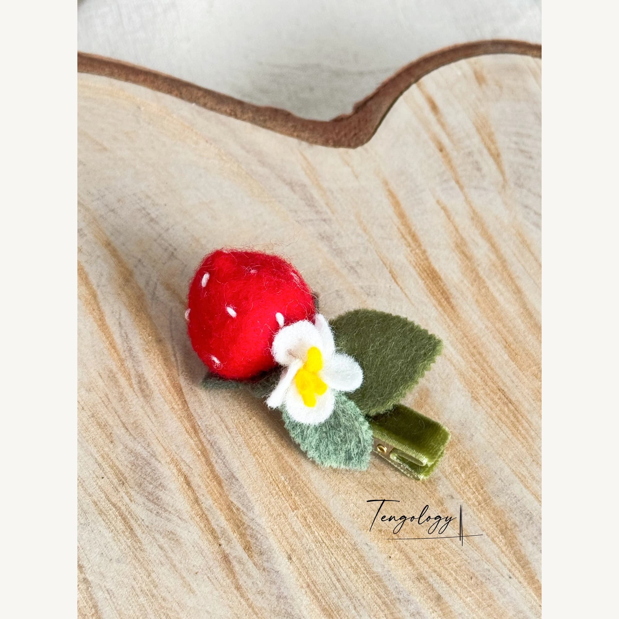 Single Strawberry Hair Clip — all red