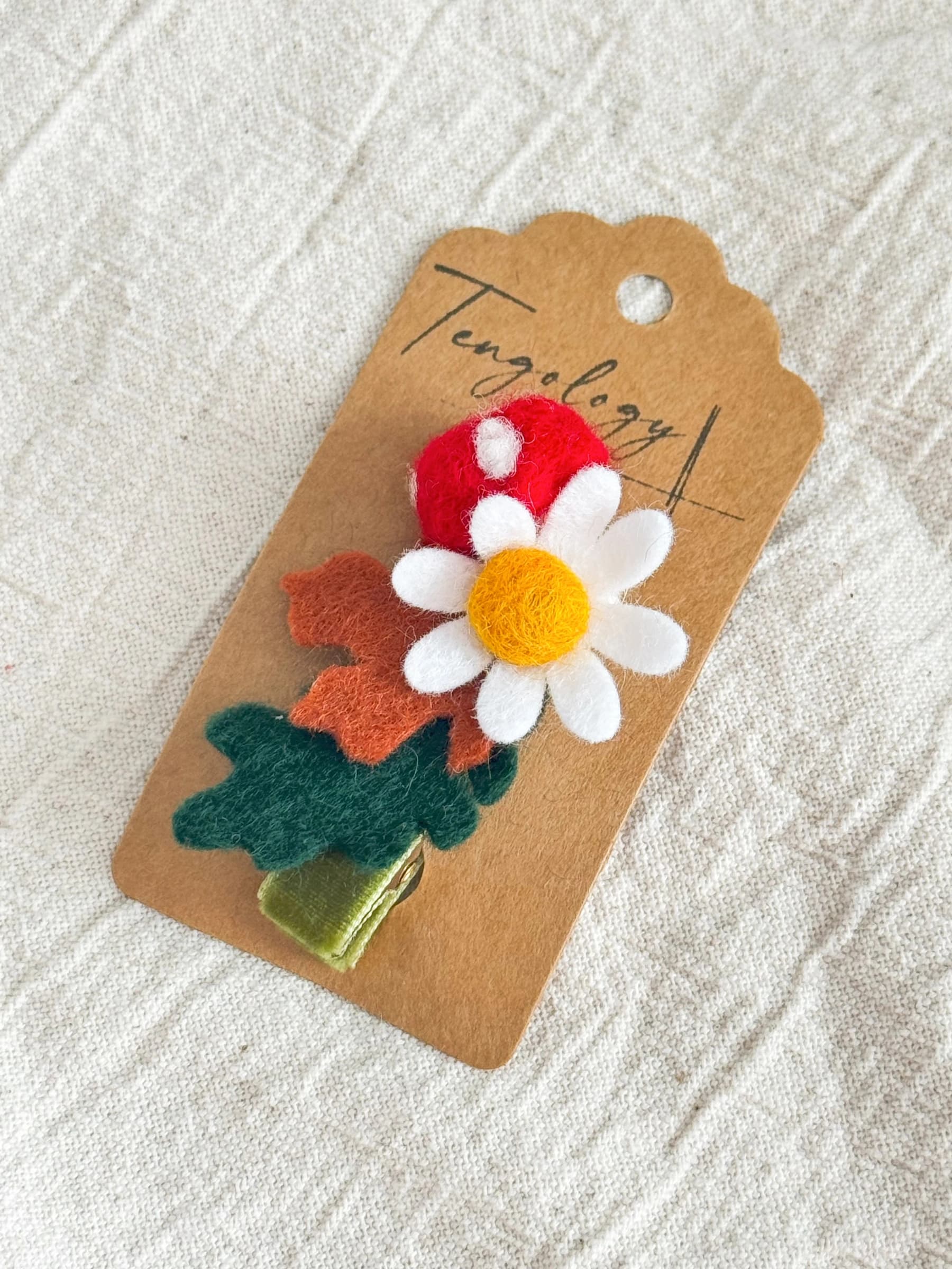 Toadstool & Flower Felt Hair Clip
