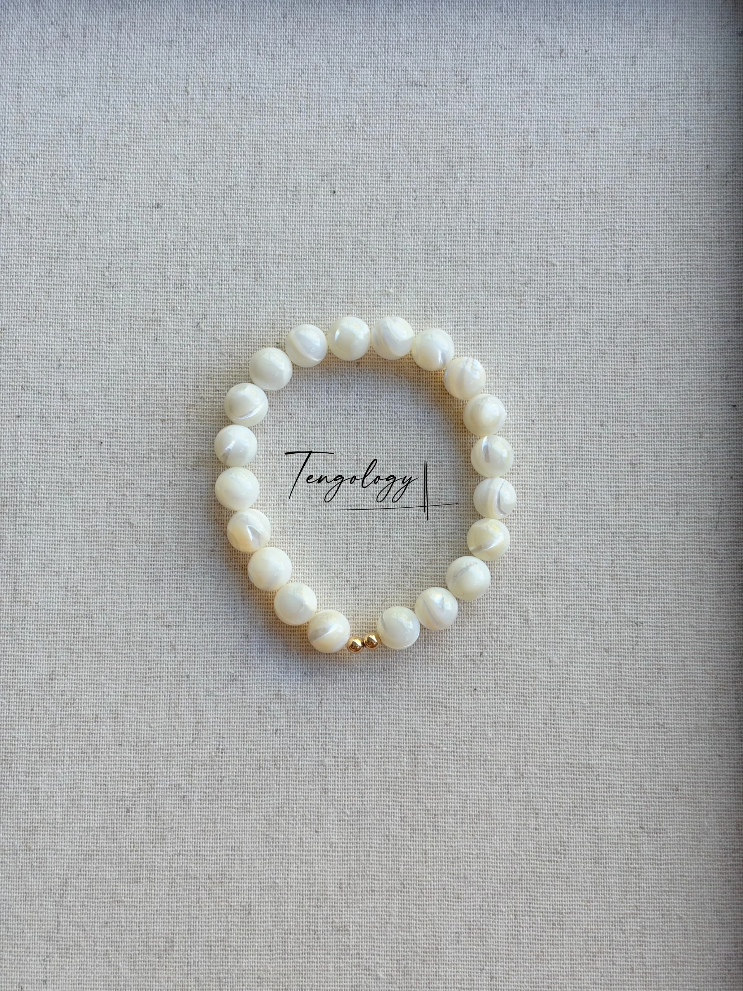Orbit Grande — Mother of Pearl bead bracelet