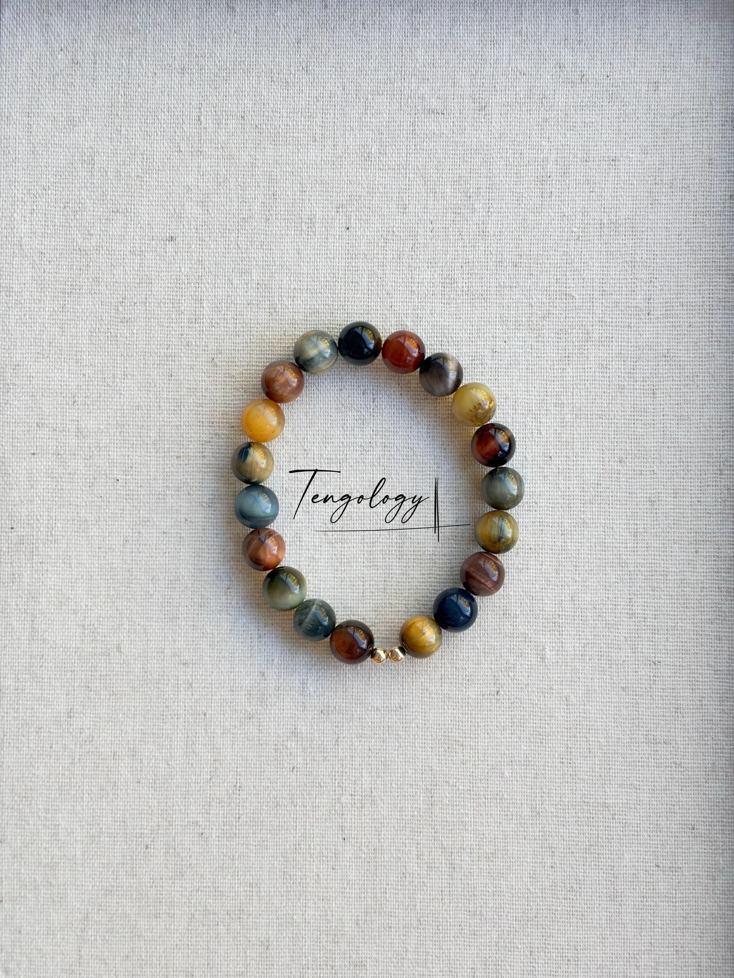 Orbit Grande — Multicolour Tiger’s Eye crystal bracelet
