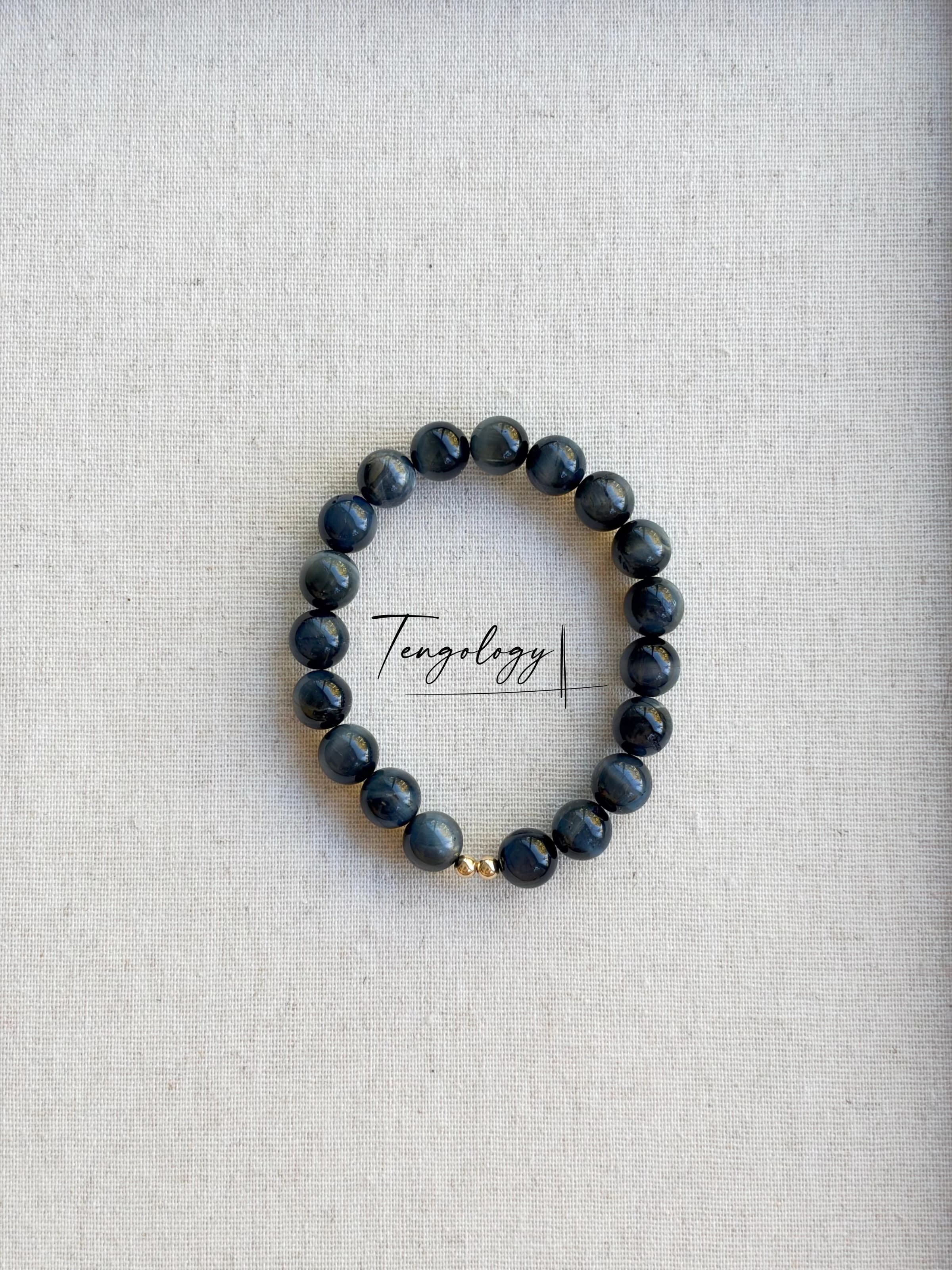 Orbit Grande — Blue Tiger’s Eye crystal bracelet