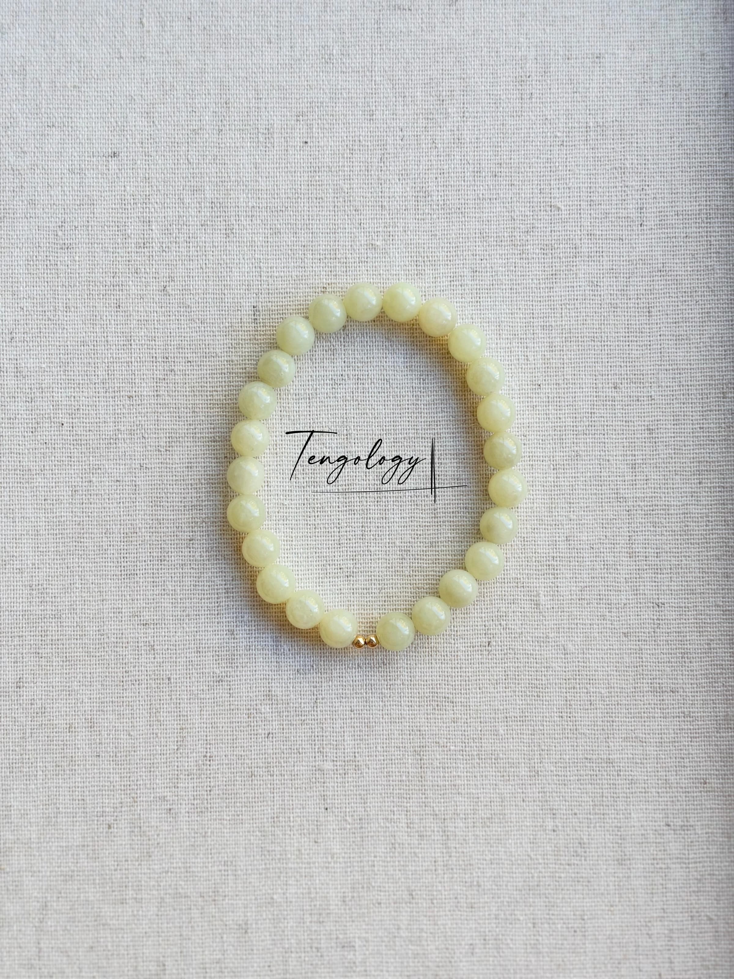 Orbit — Hetian Jade — Pale Yellow-Green gemstone bracelet