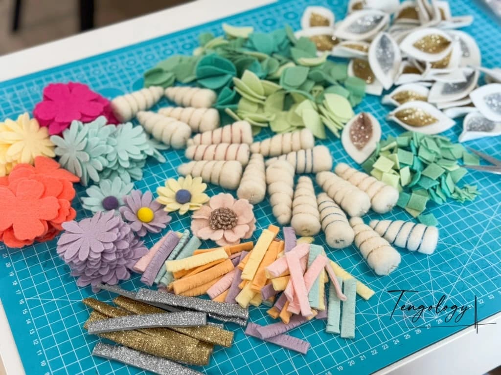 Petals, leaves and pieces in progress
